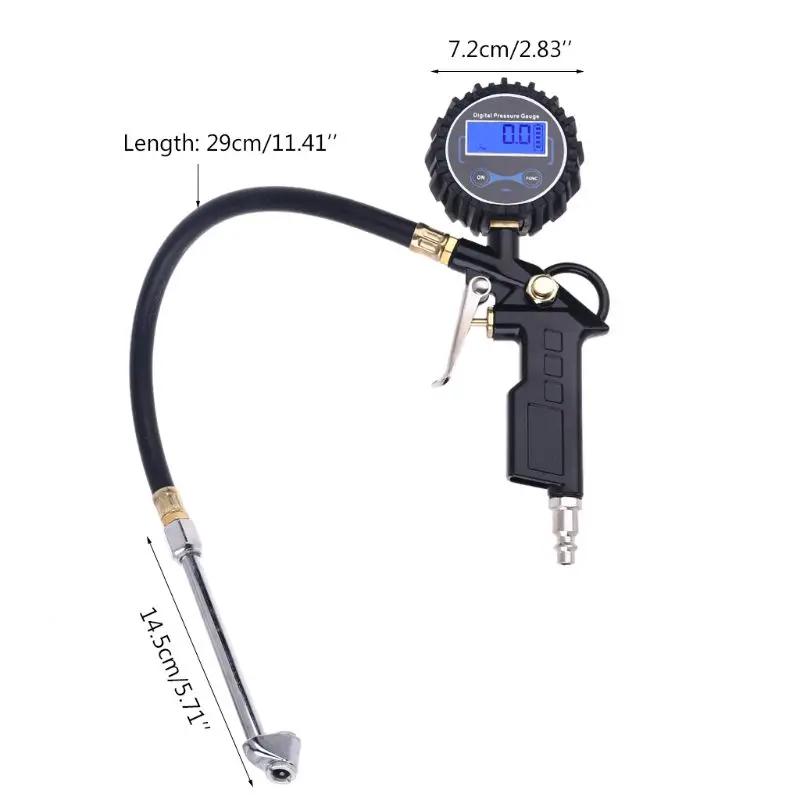 

Car Digital Tire Inflator Pressure Gauge with Dual Head Chuck for AUTO RV Truck Motorcycle Bike Car Air Pump Compressor