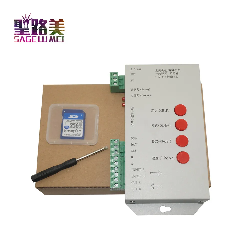 T1000S 2048 пиксели DMX 512 контроллер sd-карта WS2801 WS2811 WS2812B LPD6803 СВЕТОДИОДНАЯ лента DC5V 24V
