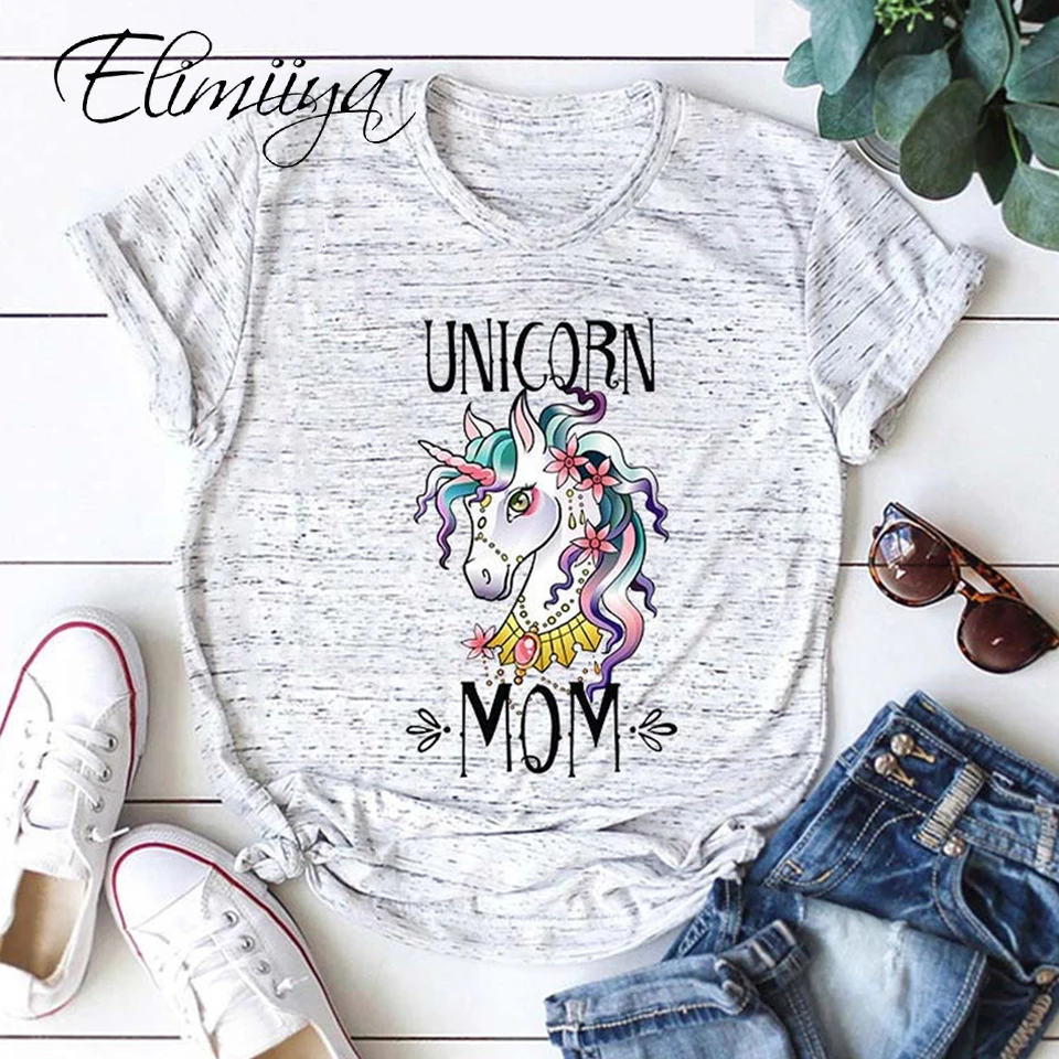 

Elimiiya Animal Print T Shirt women's Unicorn Funny Tshirt Short Sleeve Harajuku Top Tee plus size t-shirts for women 4xl 5xl