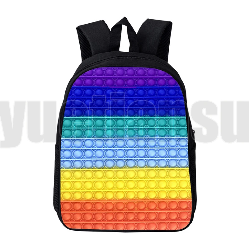 

New Black 3D Anime Pop Fidget Backpacks 12/16 Inch Family Game Rainbow Backpacks for School Teenagers Girls Bookbag Student