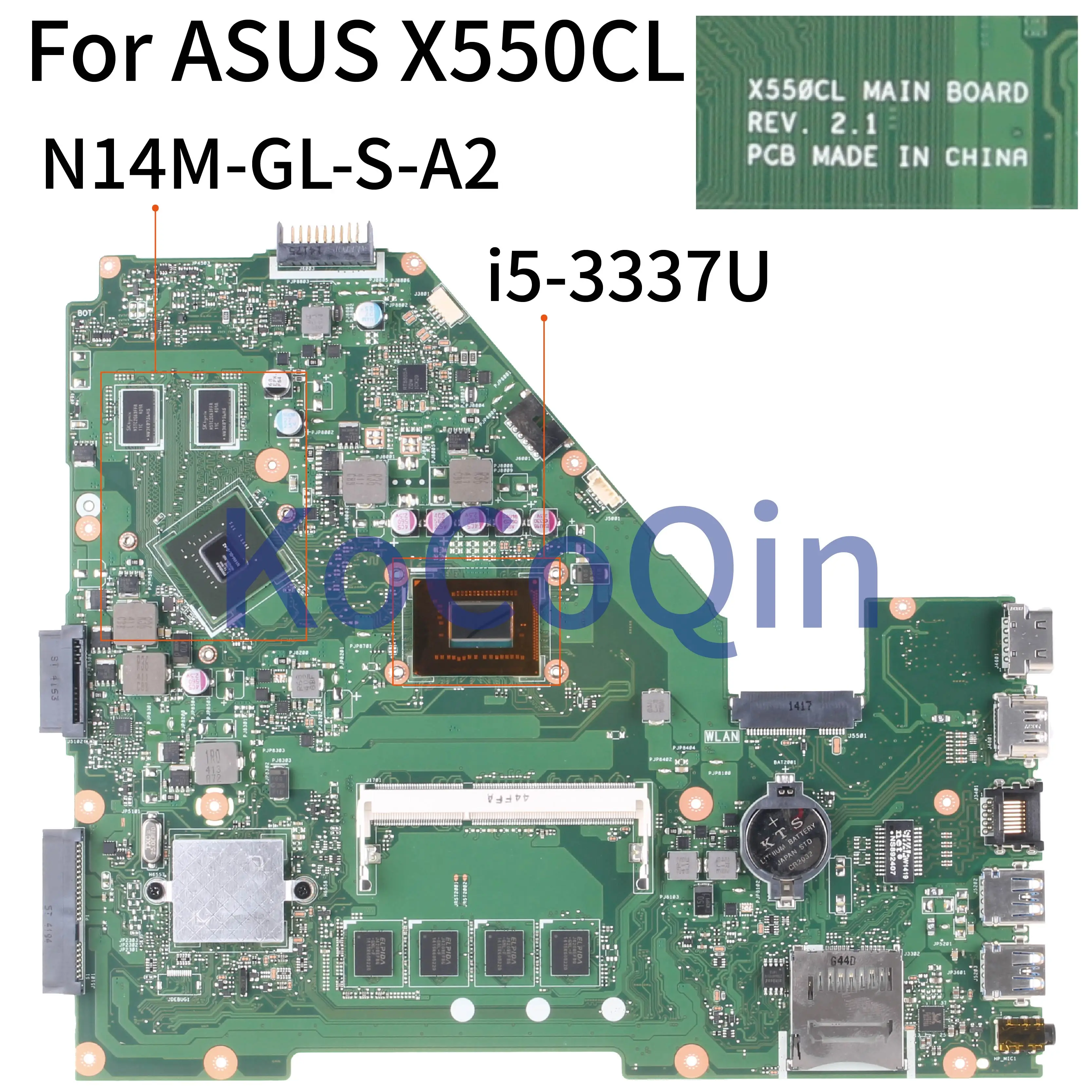 KoCoQin материнская плата для ноутбука ASUS X550CL X552C R510C R510CC F552CL REV.2.1 I5 3337U SR0XL N14M GL S A2 с 4G