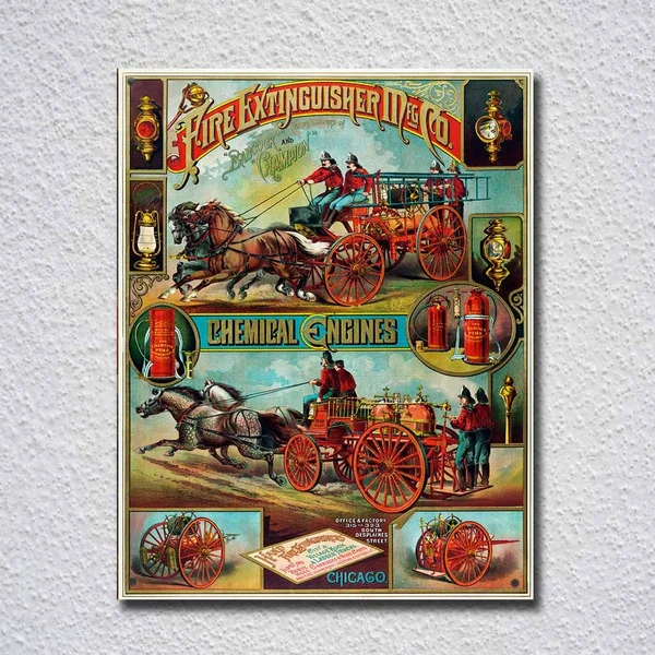 

Hand Fire Extinguishers Chemical Engines Retro Fire Station Tin Sign Metal Sign Metal Poster Metal Decor