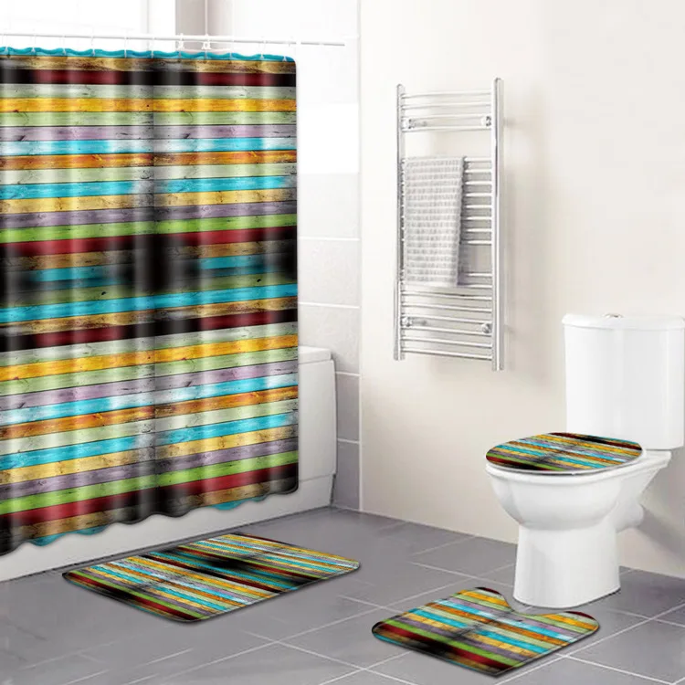 Economici Tende Da Doccia Colorate Per Tende Da Bagno In Tessuto Impermeabile Con Fiori Di Tulipano Set Tappeti Antiscivolo Coperchio Per Wc Tappetino Da Bagno