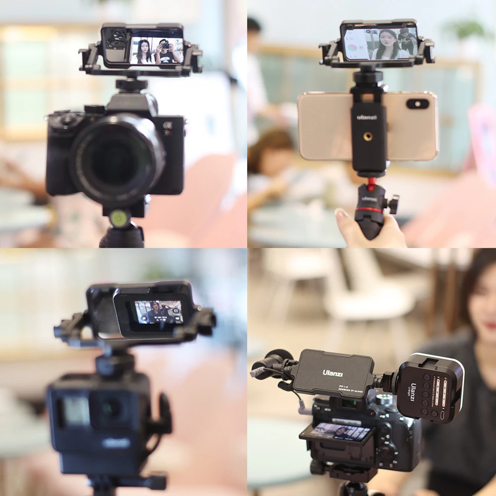 

UlanziPT-14 Camera Periscope Flip Mirror Screen Vlog Selfie Bracket 360 Degree Rotation Mount for DSLR Action Camera Accessories