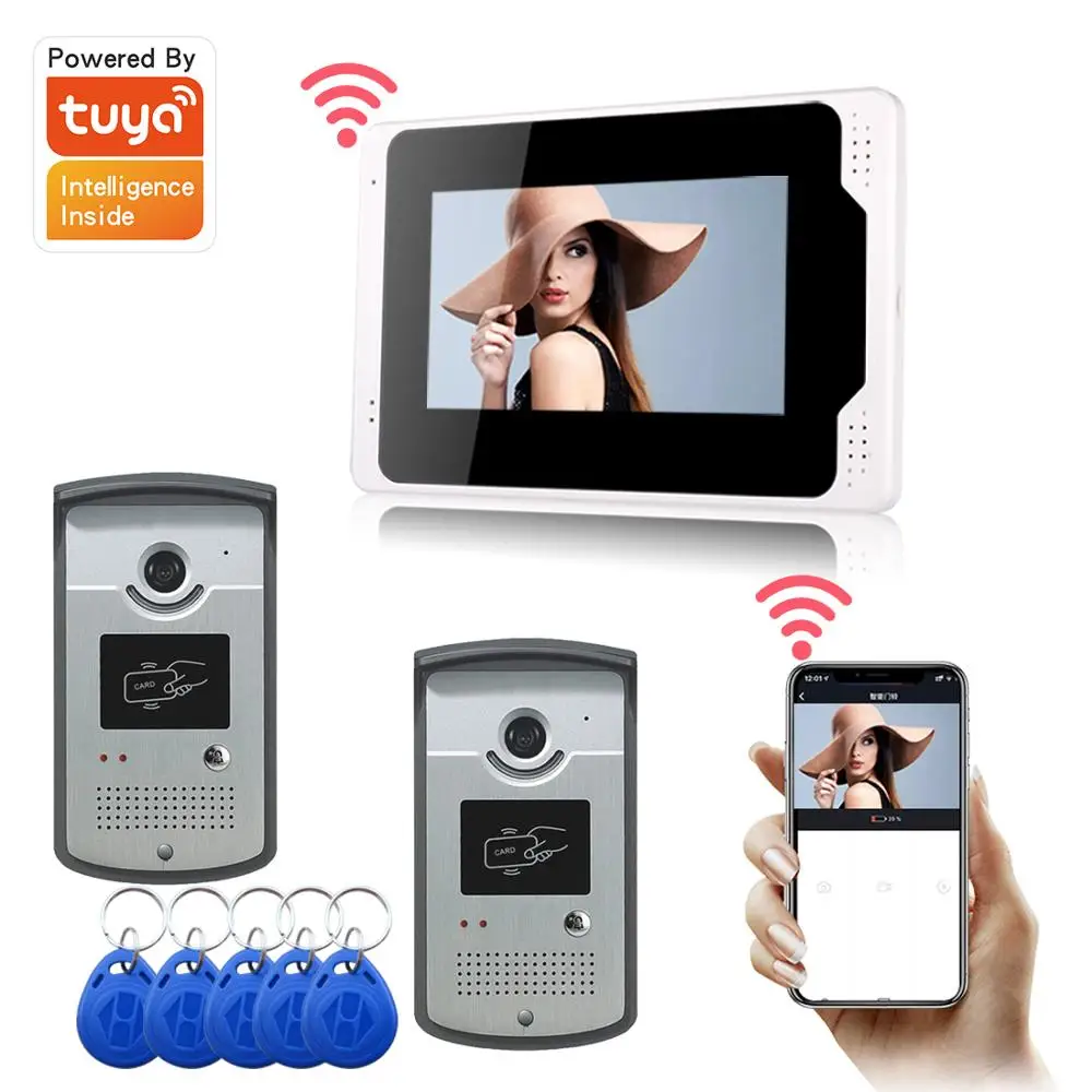 SYSD Video Doorbell Tuya Smart Home video Doorbell 1080p Camera 7in Touch Panel Monitor with RFID Night Vision