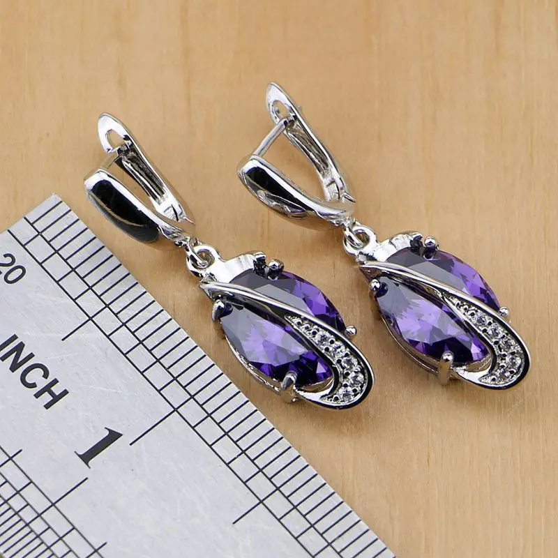 Круглые ювелирные изделия из стерлингового серебра 925 пробы с фиолетовым