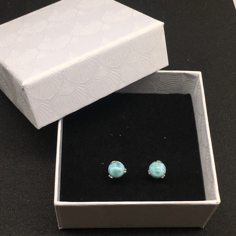 Женские серьги из серебра 925 пробы с синим ларимаром|Серьги-гвоздики| |