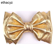 Grand bandeau à nœud Double couche de 7 pouces, accessoires de cheveux pour enfants, Turban à paillettes métalliques, en tissu tendance, nouvelle collection 2021  (4)