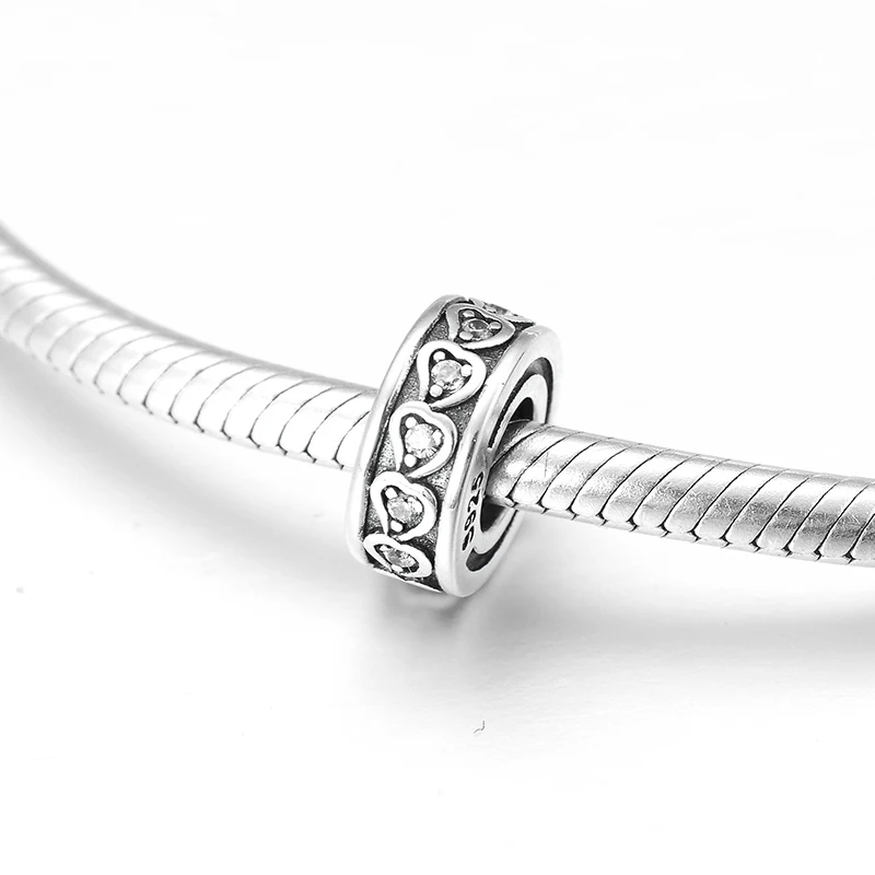 Креативные серебряные бусины-разделители с кубическим цирконием сделай сам в