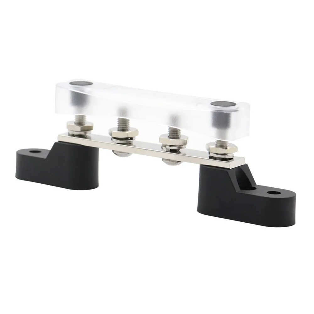 

4 Terminal Bus Bar With Transparent Cover 100A Power Distribution For Car Boat Marine Caravan RV Car Accessory
