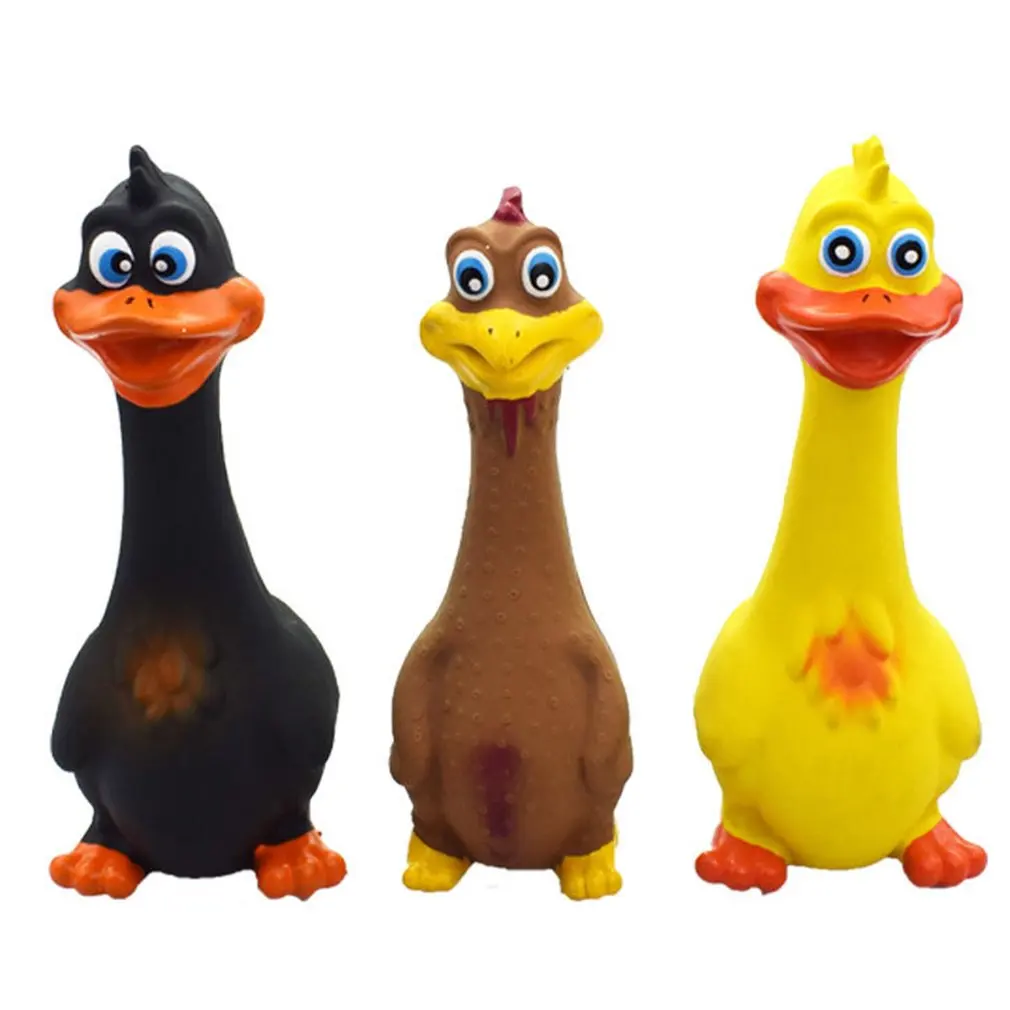 Dog Squeaky Chew Toys For Aggressive Chewers Large Breed Tough Durable Natural Latex Duck Interactive Toy For Puppy Medium Dog