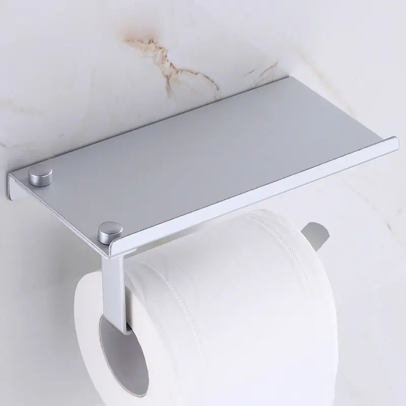 

Bathroom Toilet Towel Paper Holder Phone Holder Wall Mount WC Paper Holder With Shelf Towel Rack Tissue Tissue Holder Square