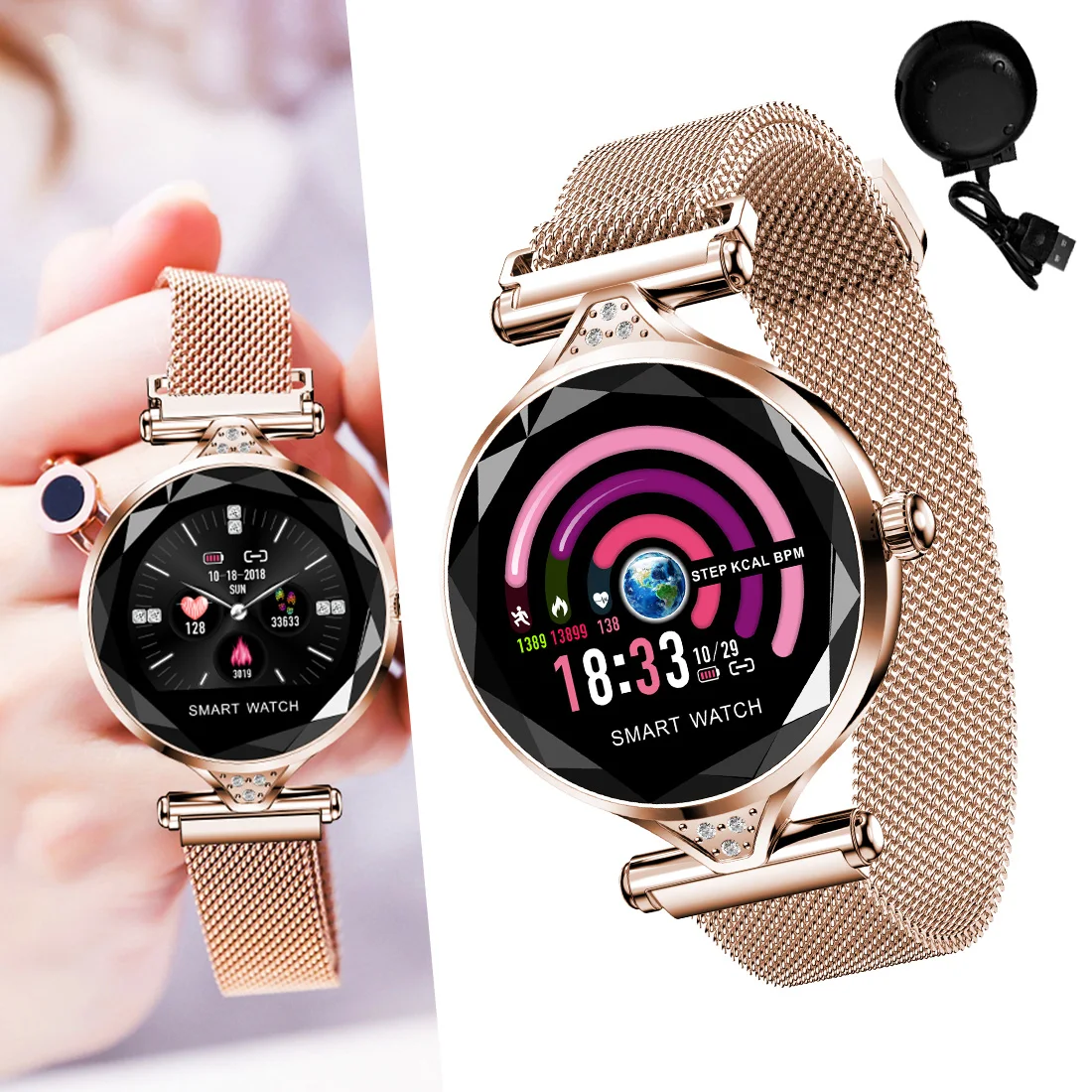 H2 женские водонепроницаемые Смарт-часы с фитнес-трекером смарт-браслет