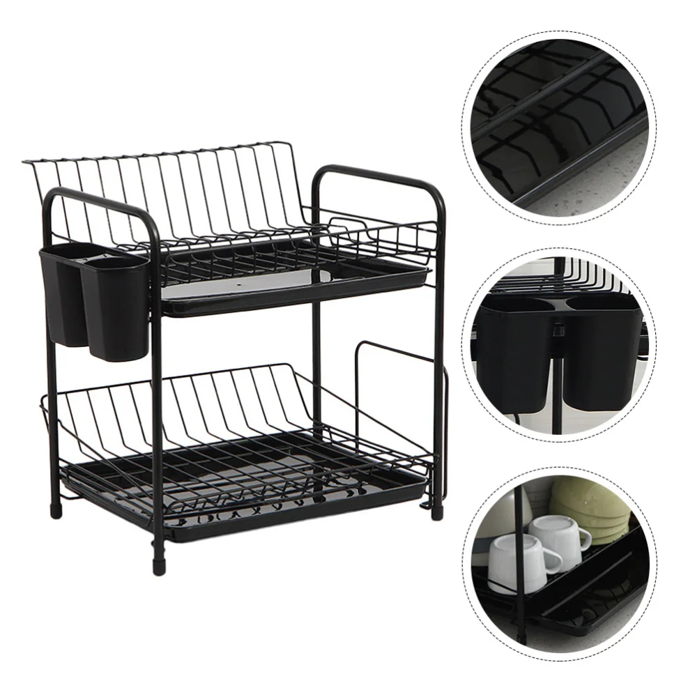 

Metal Draining Rack Tableware Shelf Plates Storage Holder Kitchen Accessory