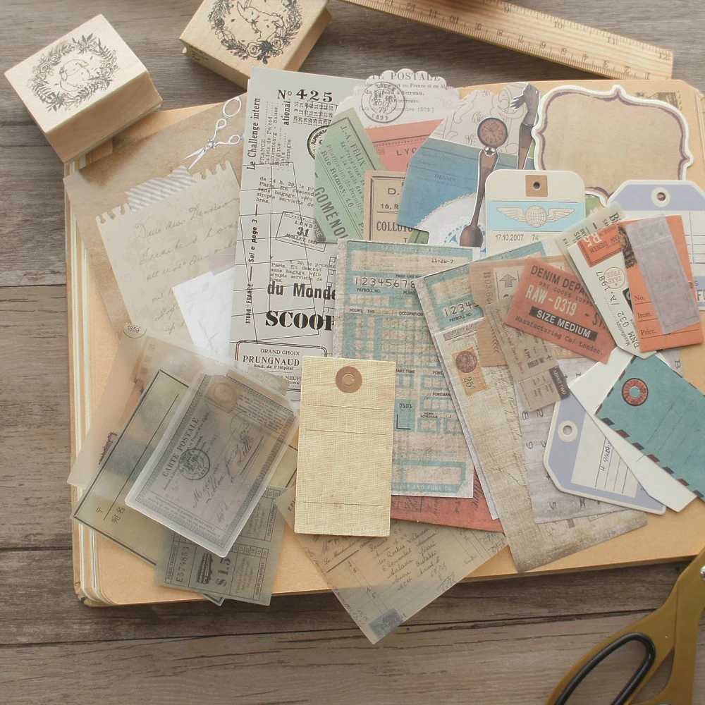 

27pcs DIY Travel Ticket Design Paper Tag Sticker Set As Creative Craft Paper Background Scrapbooking DIY Use
