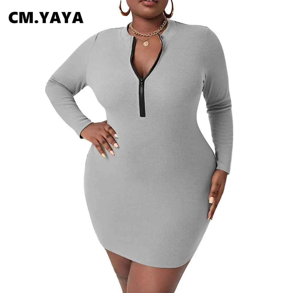 Женское платье-миди на молнии CM.YAYA однотонное облегающее платье с длинным