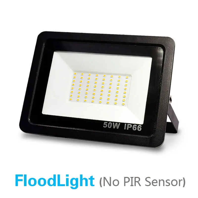 FloodLight No PIR 10W 20W 30W 50W 100W Светодиодный прожектор светильник с регулируемой PIR Сенсор SMD 2835 потолочные светильник уличный светильник ing для улицы, площади - Испускаемый цвет: FloodLight No PIR