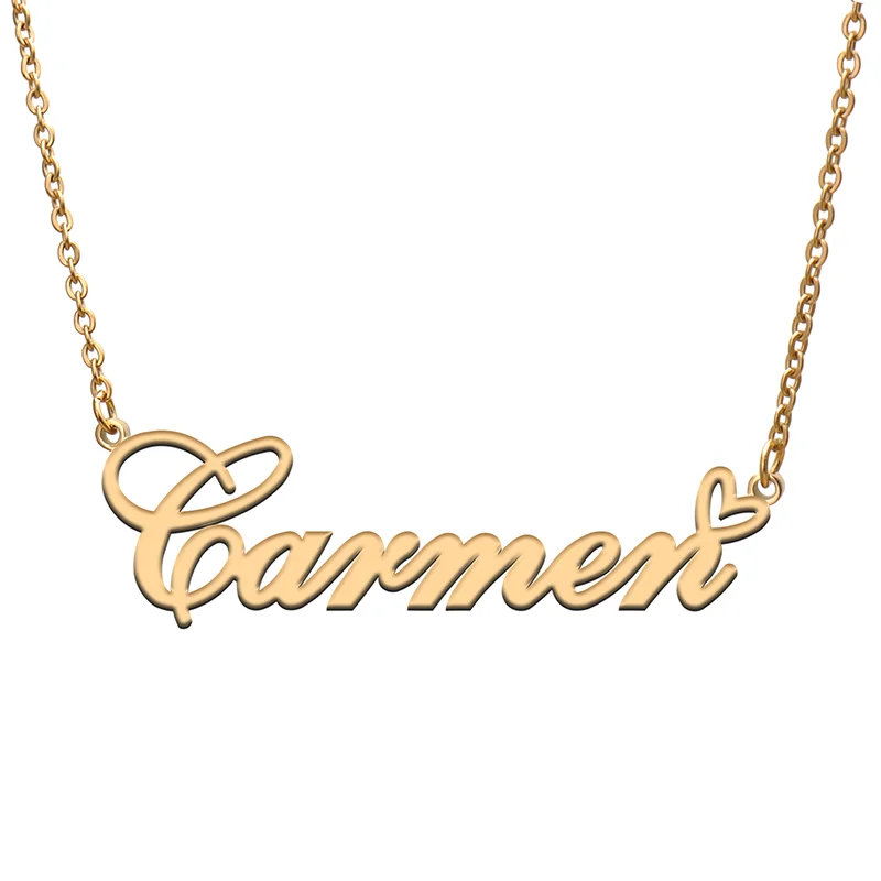 

Carmen Name Tag Necklace Personalized Pendant Jewelry Gifts for Mom Daughter Girl Friend Birthday Christmas Party Present