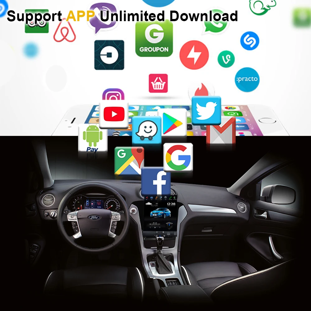 Автомобильный GPS-навигатор на Android 9 0 экран в стиле Теслы для FORD Mondeo 2007-2012 радио