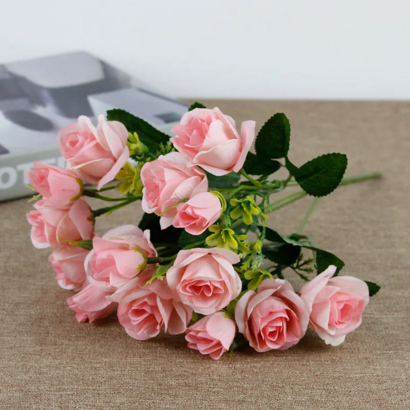 1 шт. букет с маленькими бутонами розы искусственный цветок Шелковая Роза сделай