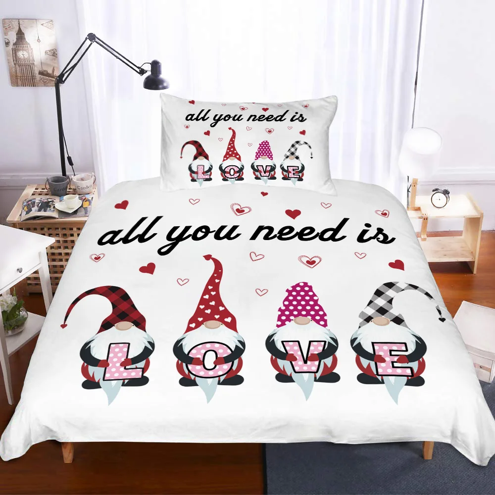 Valentine'S Day All You Need Is Love Duvet Cover Pillow Case Quilt Set Bedclothes Single Bedding Sets For Bed | Дом и сад