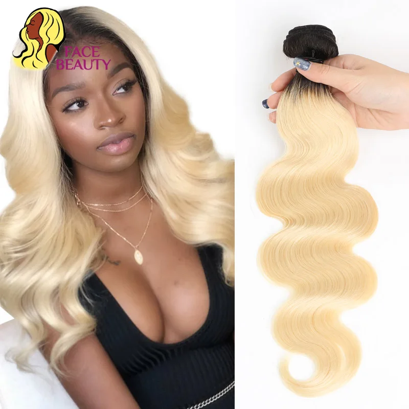 Facebeauty 1B/613 бразильские волнистые человеческие волосы в пучке 1/3/4 шт. два тона