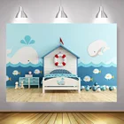 Фон для портретной фотосъемки новорожденных с дельфином декорация для детской спальни реквизит для фотосъемки с голубыми морскими рыбками Шарами на день рождения