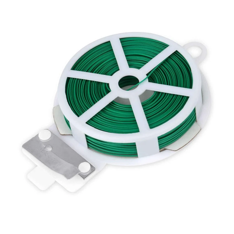 

Garden Plant Fixed Rope Reusable Green Coate String With Cutter Sturdy Plant Twist Tie Gardening Vegetable Grafting Fixer