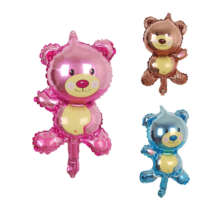 Симпатичный розовый синий коричневый медведь фольгированный мини-шар украшение