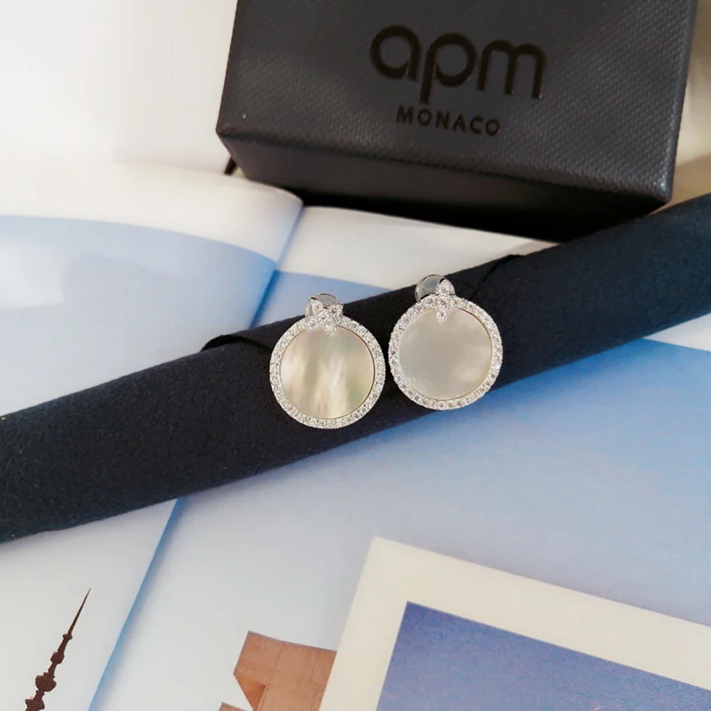 

Round shell Star Stud 925 sterling silver fashion style elegant women's party