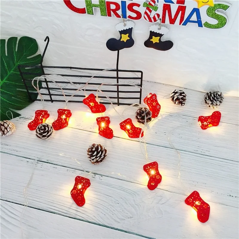 

10 светодиодный рождественских огней, рождественские чулки, праздничное украшение, гирлянда, украшение для спальни, сказочные огни, Рождест...