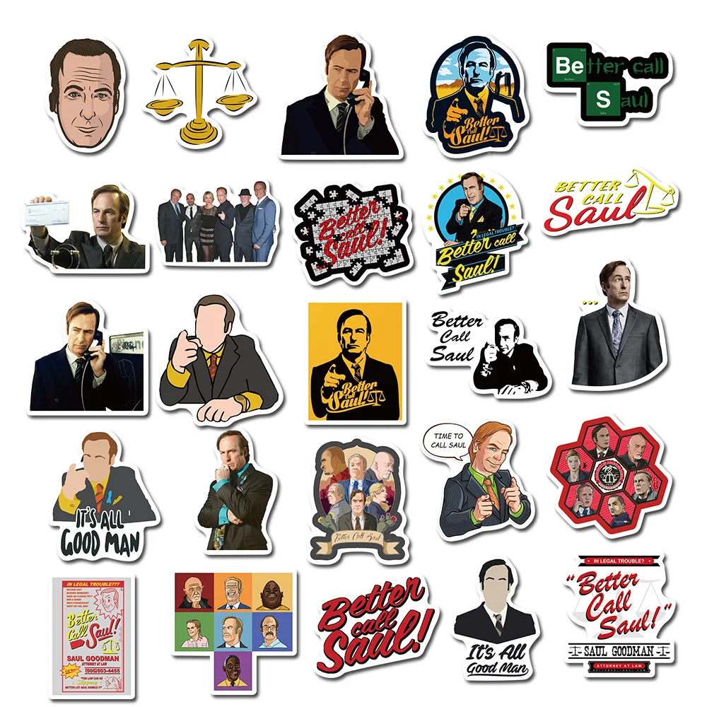 50 шт./компл. TV Show Better Call Saul Sticker s для ноутбука ПК гитарная надпись чемодан