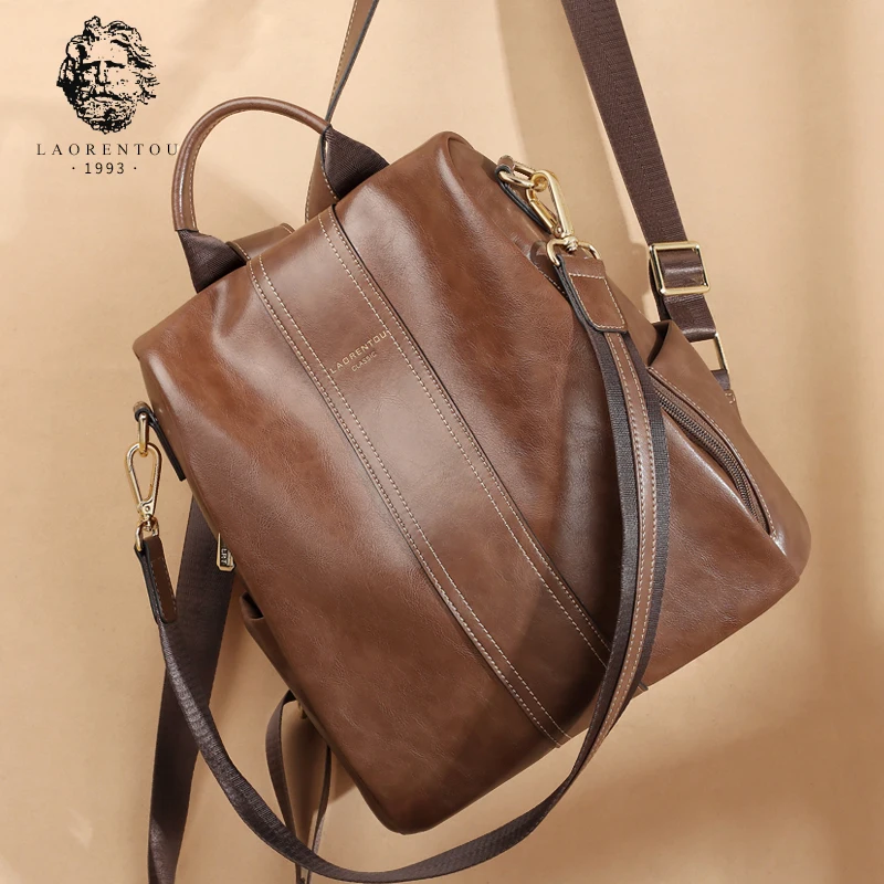 LAORENTOU женский рюкзак из натуральной кожи с защитой от кражи мягкие винтажные