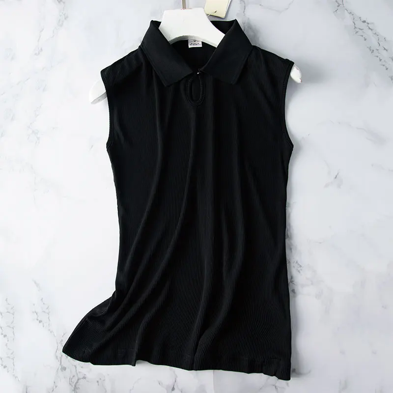 Женская шелковая блузка без рукавов элегантная летняя из 100% натурального