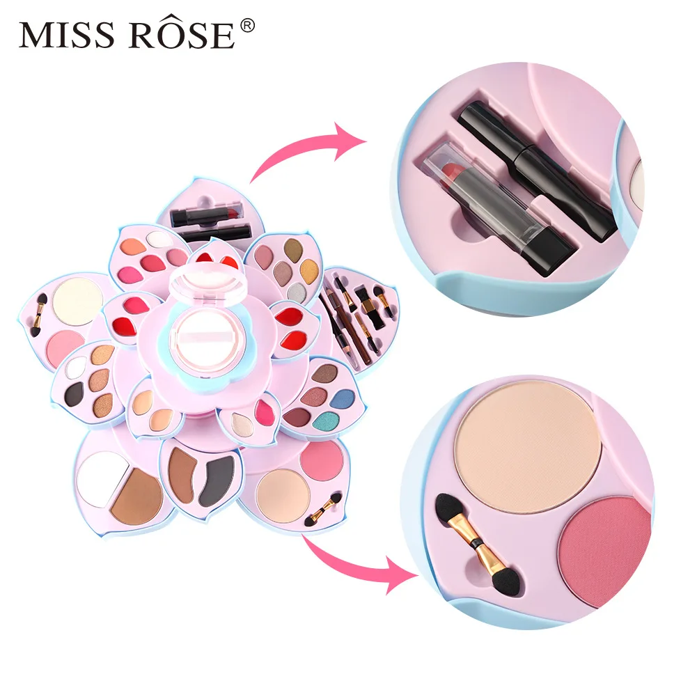 MISS ROSE Air cushion BB pink revolving big plum blossom makeup plate cross border eye shadow multi function makeup set