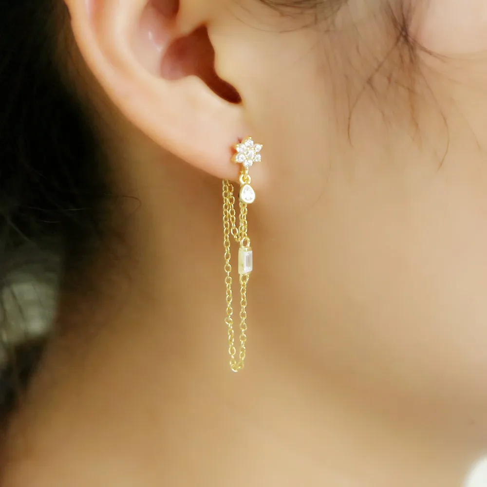 Классические серьги гвоздики из стерлингового серебра 925 пробы с кристаллами и