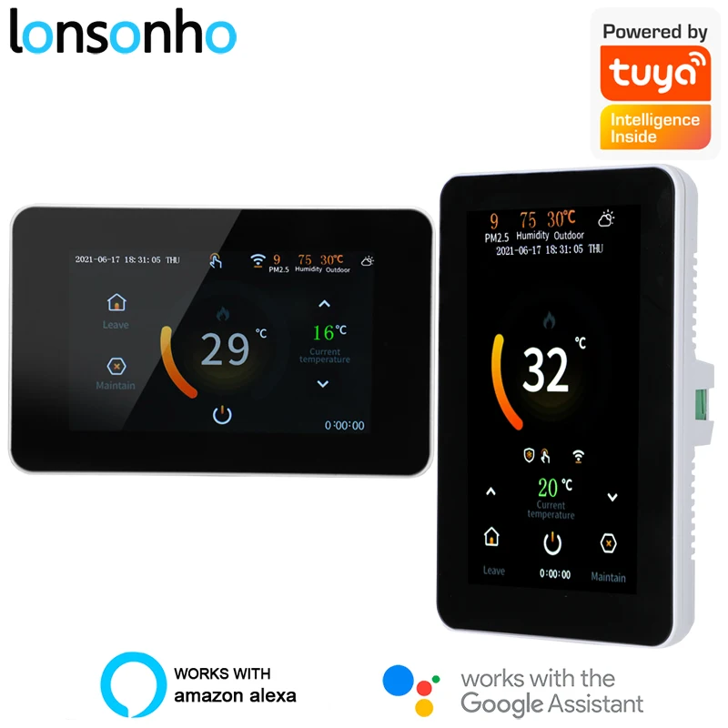 

Lonsonho Tuya Smart Life WiFi Thermostat Termostato LCD Touch Screen Temperature Controller Smart Home Alexa Google Compatible