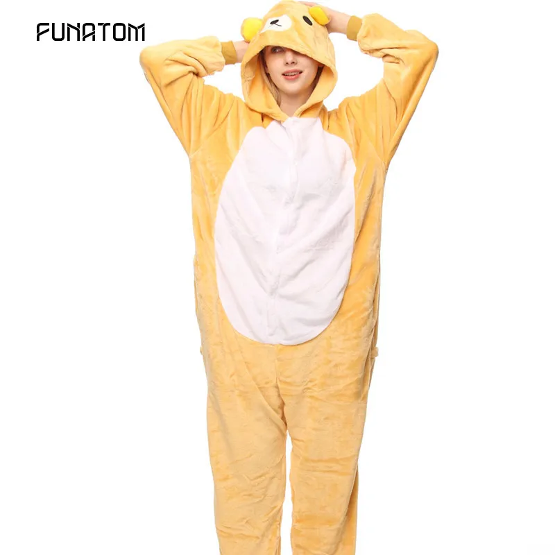 Новая Пижама тигр животных для взрослых зимняя одежда сна Ститч Панда Пижамы