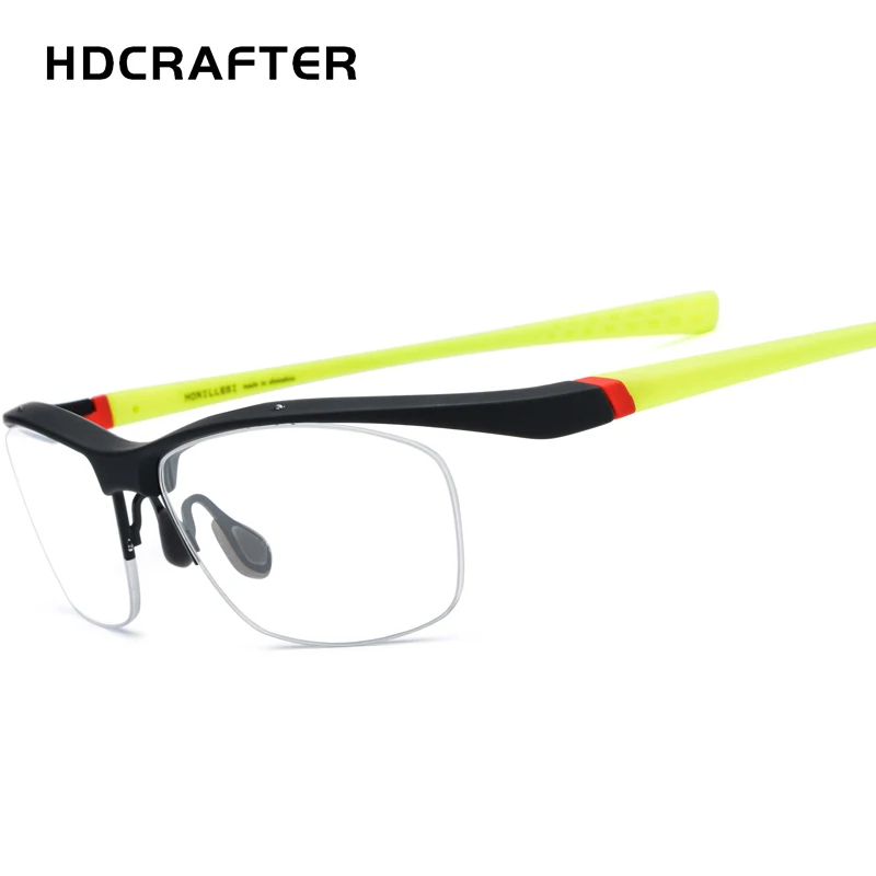 Green HDCRAFTER NewTR90 очки рамки для мужчин Спорт на открытом воздухе сверхлегкие очки половина рамки близорукость Оптический Рецепт; очки - Цвет оправы: Green
