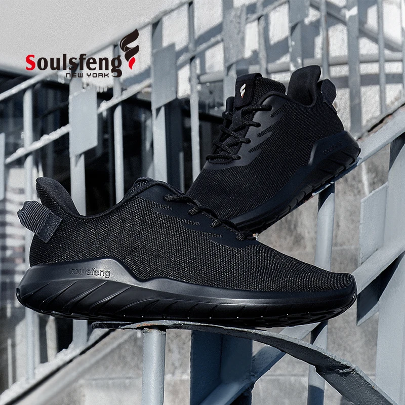 Soulsfeng 2021 Original Winter Summer Dual-use Running Shoes Non-slip Lightweight Shock-absorbing Black Knitted Sneakers
