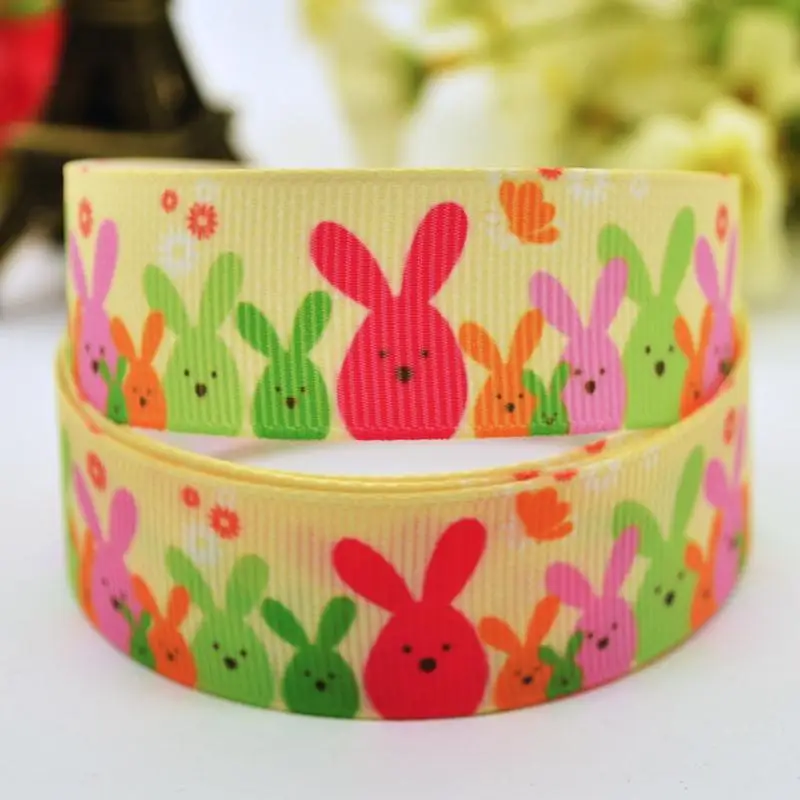 

22mm,25mm,38mm,75mm Easter Rabbit Cartoon Character printed Grosgrain Ribbon party decoration X-00096 10 Yards
