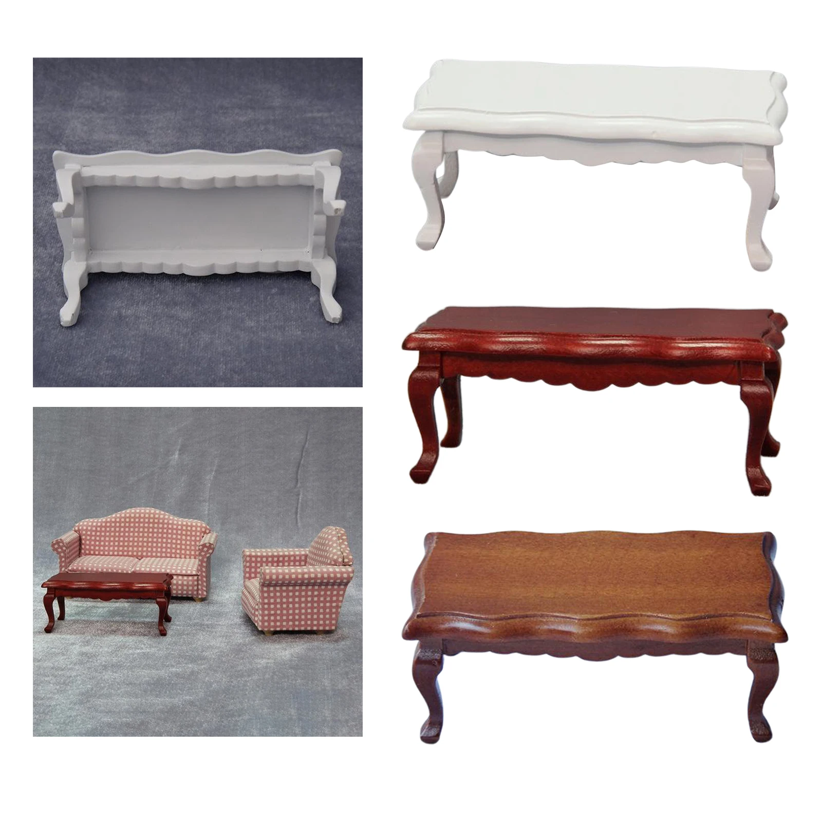 

Деревянный миниатюрный чайный столик, модель кукольного домика, Кухонное украшение, 1/12