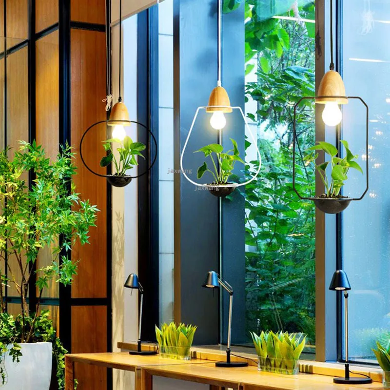 Nordic LED Pendant Lights Restaurant Creative Plant Decoration Hanging Lamp Loft Fixtures Kitchen | Освещение