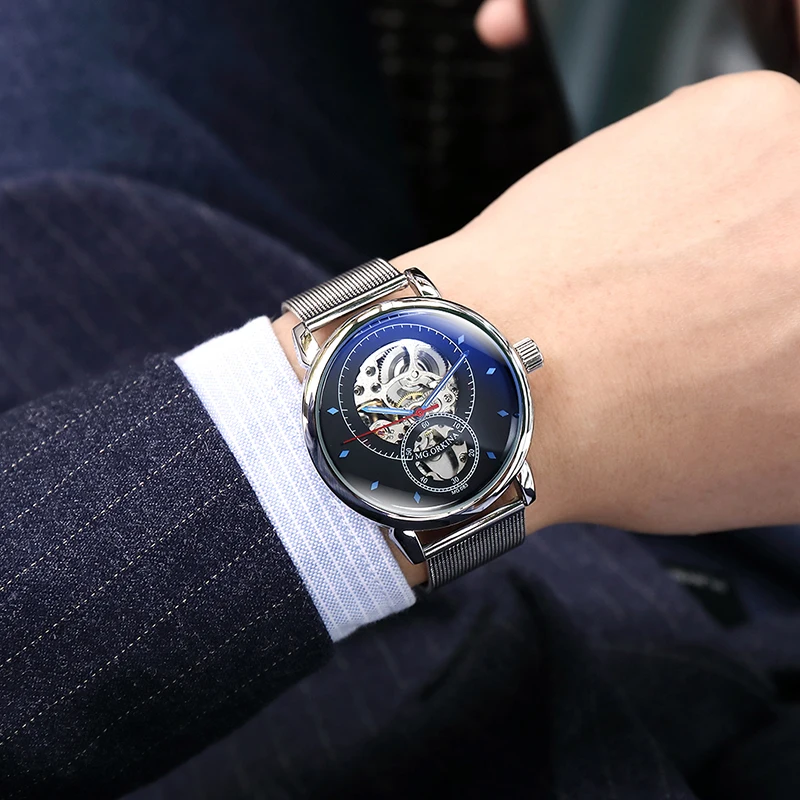 Уникальный креативный дизайн из нержавеющей стали с сетчатым ремешком для