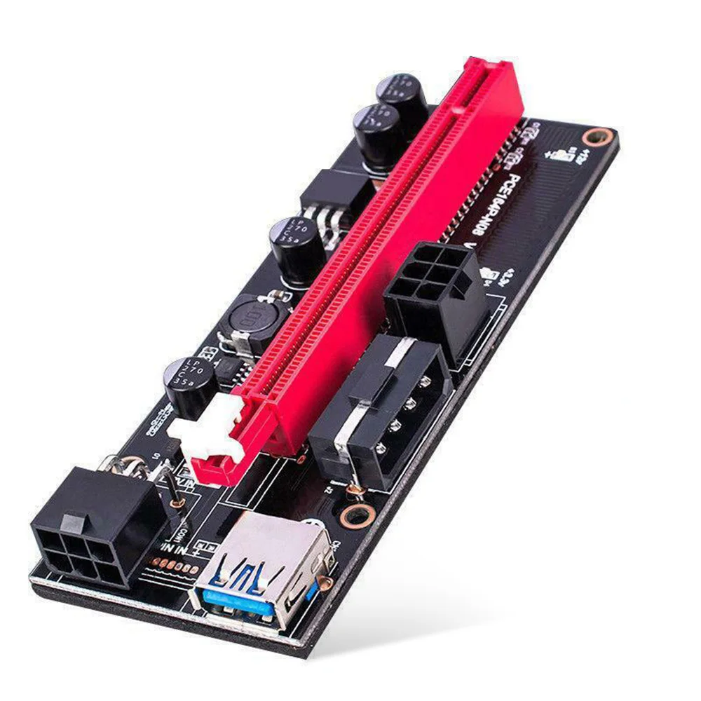 

8/6PCS VER009S PCI-E Riser Card Dual 6Pin Adapter Card PCIe 1X to 16X Extender Card USB 3.0 Data Cable for BTC Mining Miner