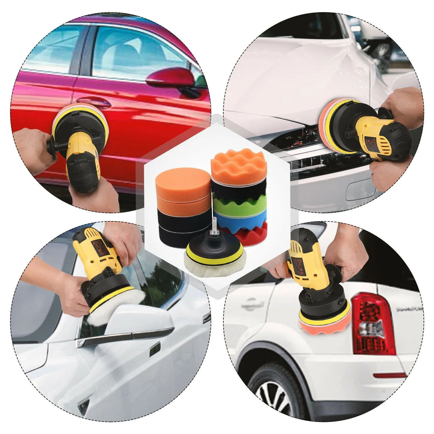 

3inch Polishing Pads 80mm Adapter Buffer Detail Foam For Car Polisher Gross
