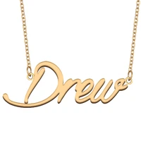 drew name necklace for women stainless steel jewelry 18k gold plated nameplate pendant femme mother girlfriend gift