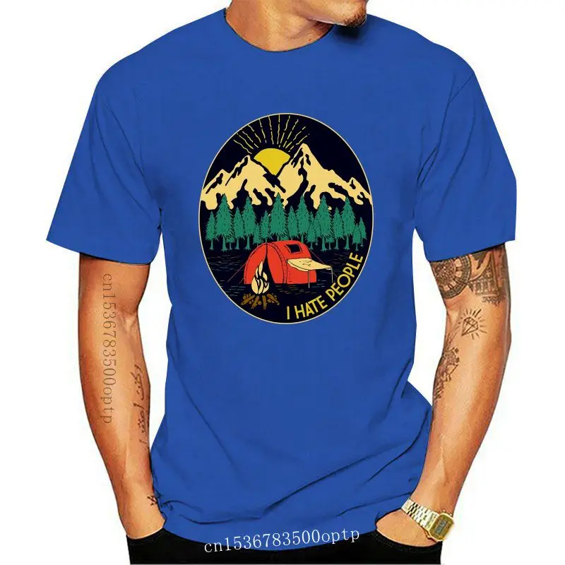 

Design Male Short Sleeve Love Camping I Hate People Printing T-Shirts Round Neck Soft Cotton Oversize Tshirt Camping Hiking Tee
