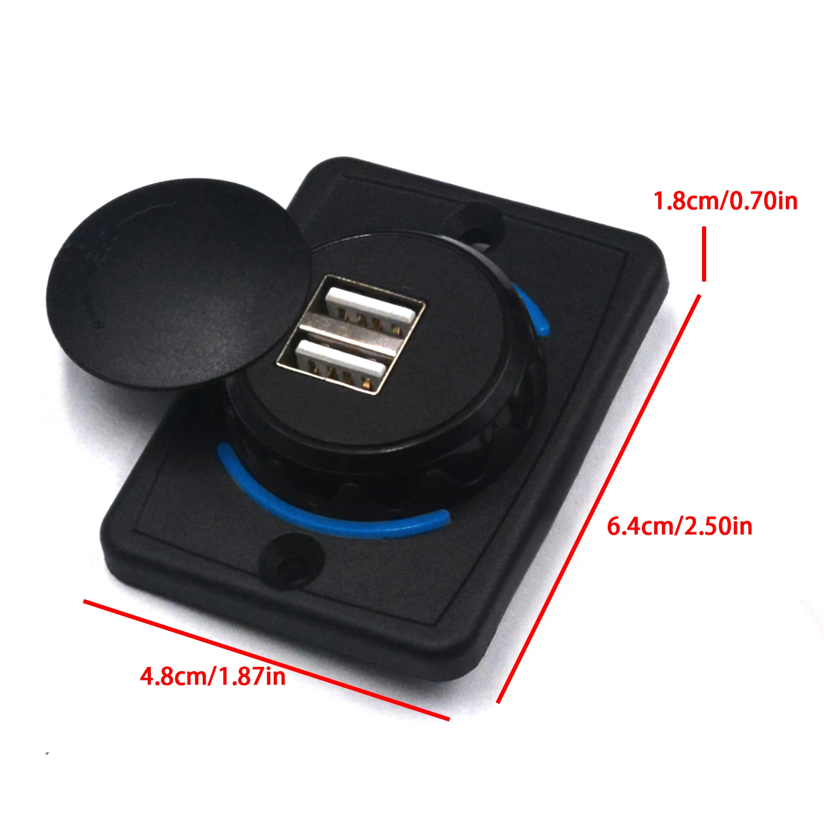 

Car Dual Charger Adapter 3.1 A ABS USB Port External Charger Socket Outlet Black 12V LED Fast Charging With Waterproof Cover