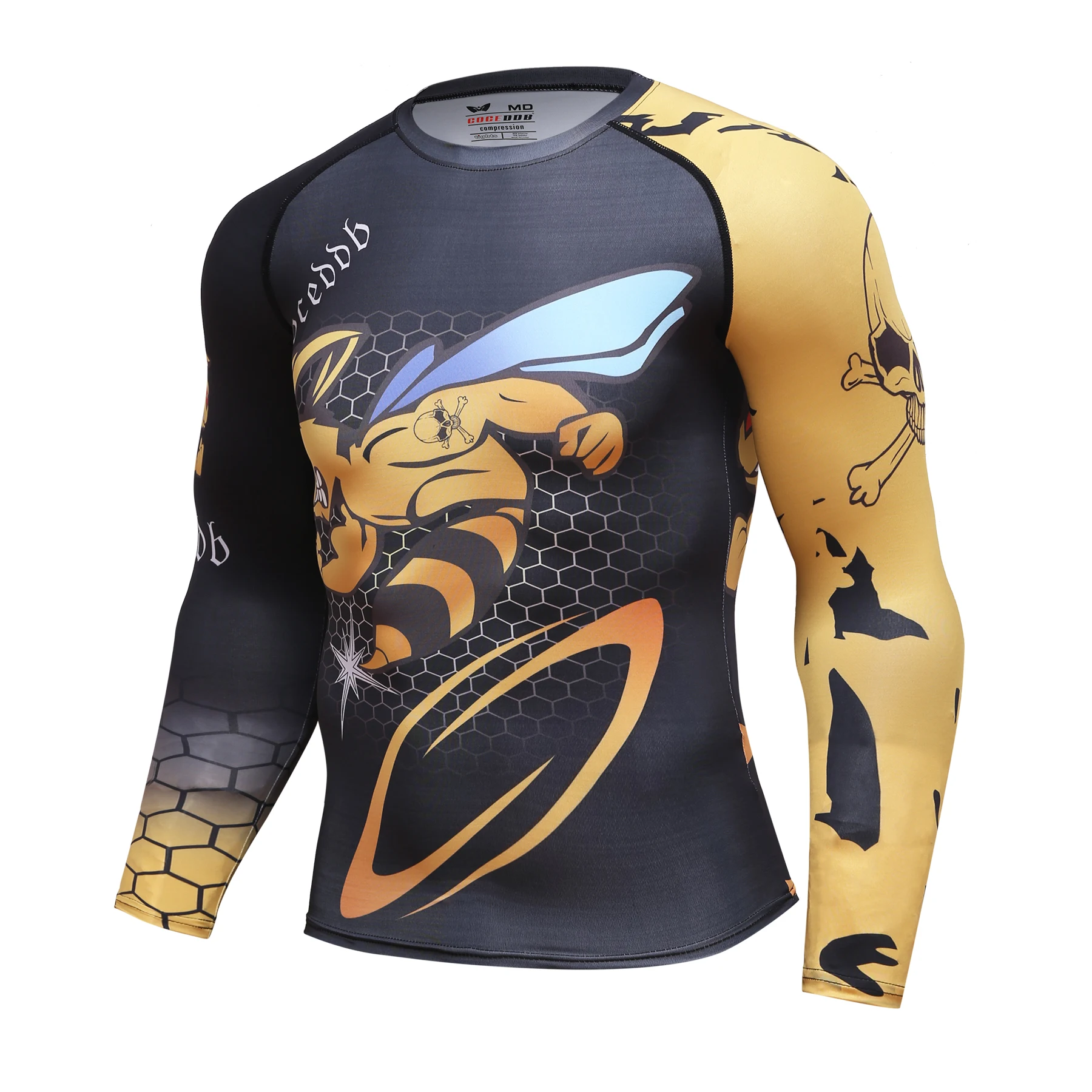 Nova compresssano Рашгард манга Longa футболка Homens 3D BJJ MMA UFC Collants Бодибилдинг aptidao